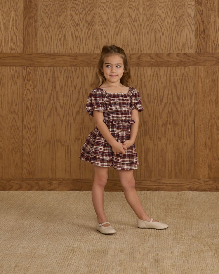 Trixie Top with matching Brooklynn pant| Burgundy Plaid | Rylee & Cru