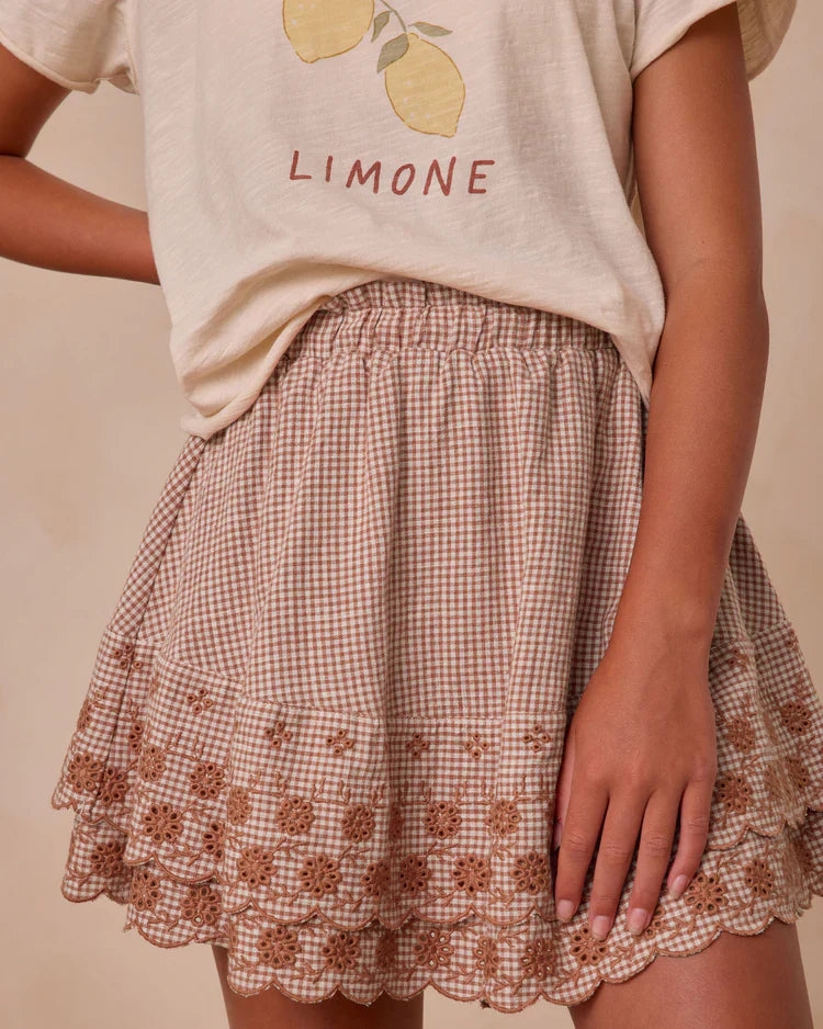 Teen Rose Mini Skirt | Poppy Gingham | Rylee & Cru3