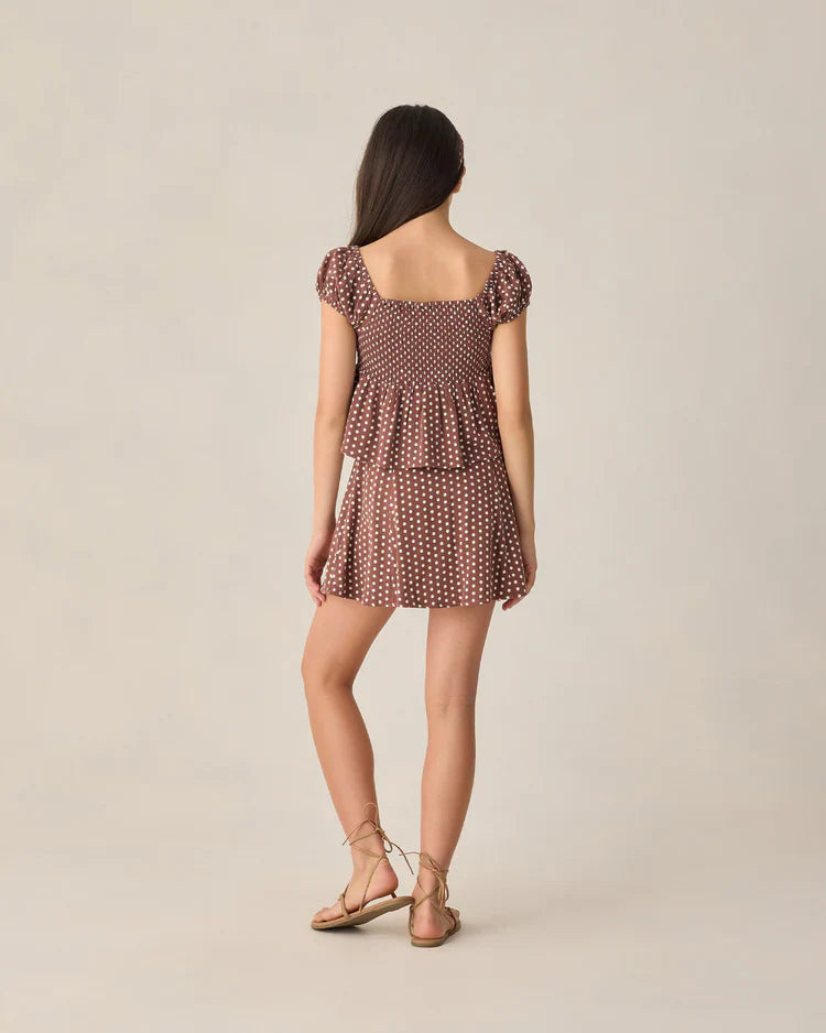 Teen Flutter Top | Chocolate Polka Dot | Rylee & Cru