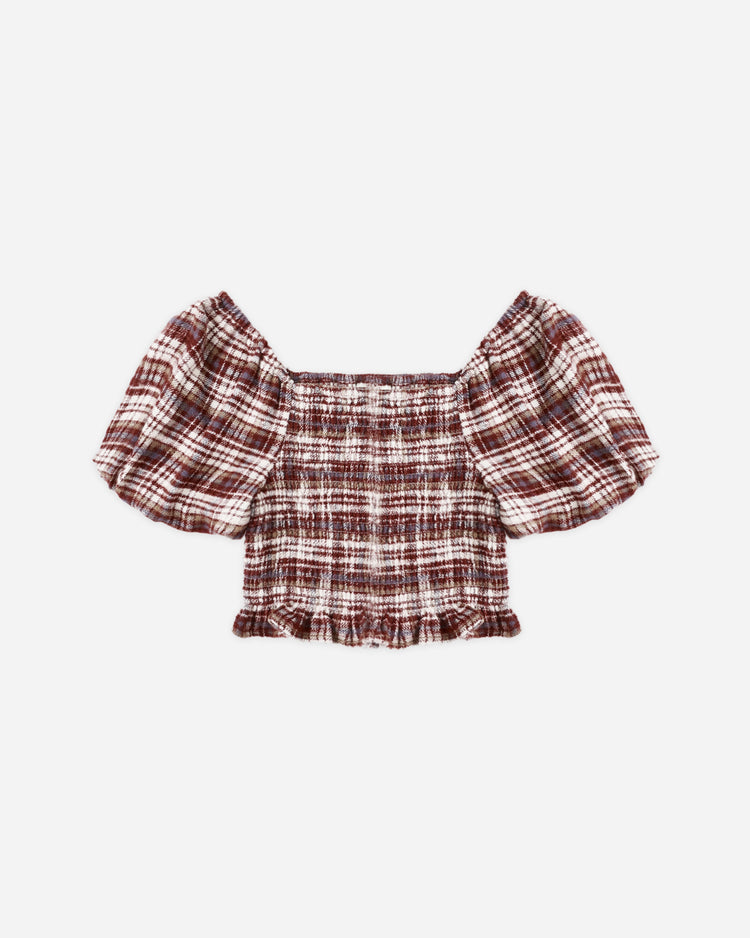 Trixie Top with matching Brooklynn pant| Burgundy Plaid | Rylee & Cru