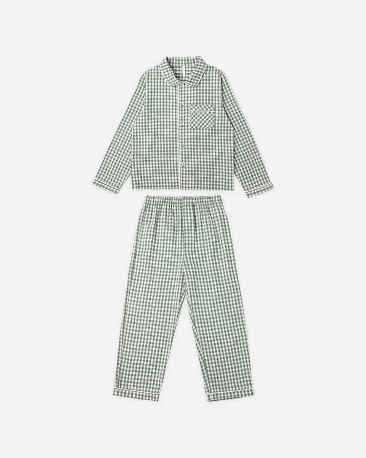 Long Sleeve Pajamas | Evergreen  Gingham | Rylee & Cru