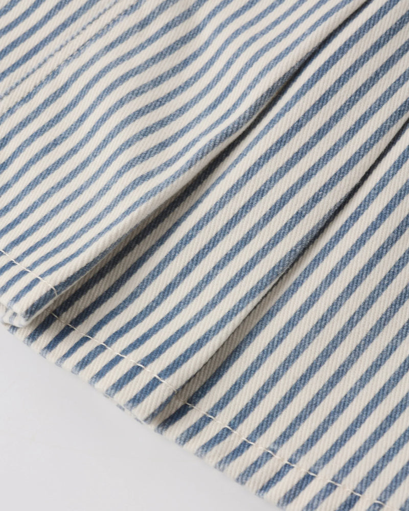 Pleated Denim Skirt | Railroad Stripe | Rylee & Cru
