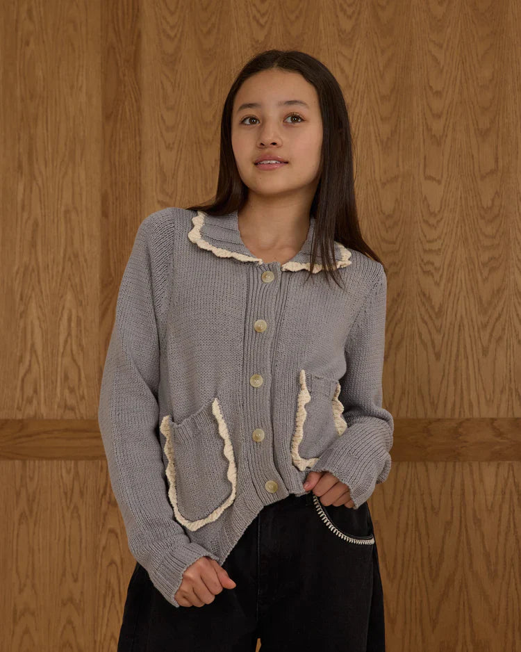 Teen Collared Cardigan | Dusty Blue | Rylee & Cru
