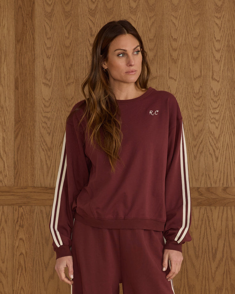Ladies Oversized Sweatshirt | Burgundy | Rylee & Cru