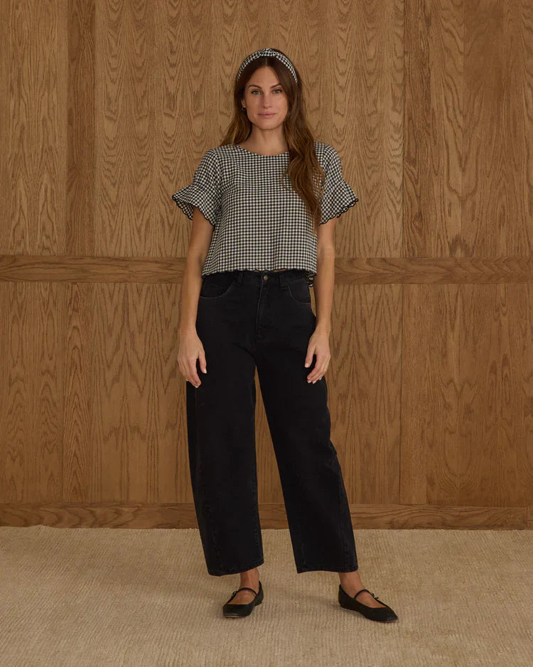 Ladies Barrel Denim | Washed Black | Rylee & Cru