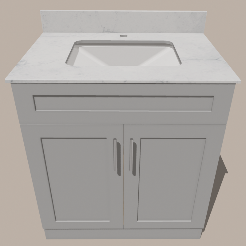 30-Inch Shaker Bathroom Vanity — White or Gray | Plywood Cabinet, Solid-Wood Doors, Soft-Close 3-Way Clip-On Hinges, Natural Wood Interior