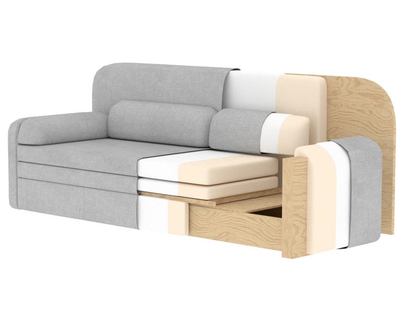 Elioss 3 Seater Storage Sleeper Sofa - Blue