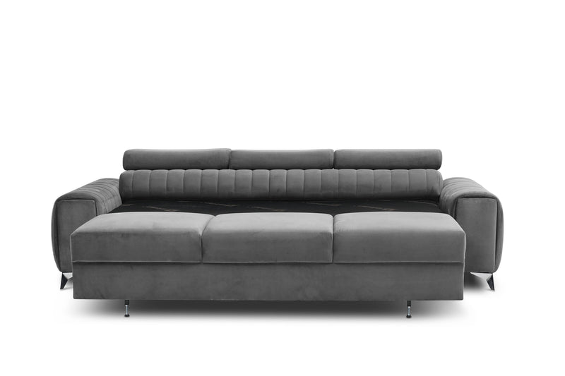 Laurence 3 Seater Velvet Sleeper Sofa - Light Grey