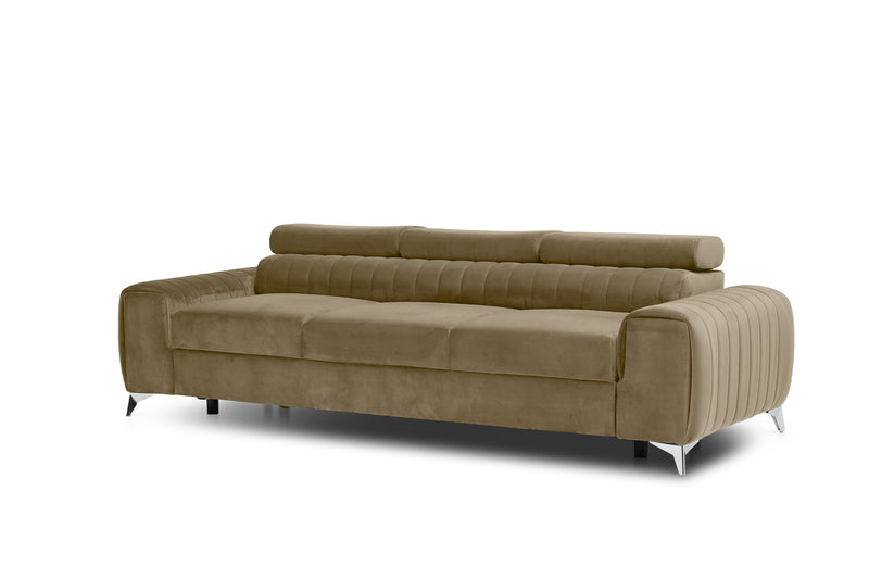Laurence 3 Seater Velvet Sleeper Sofa - Beige
