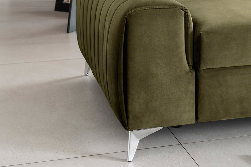 Laurence 3 Seater Velvet Sleeper Sofa - Olive Green