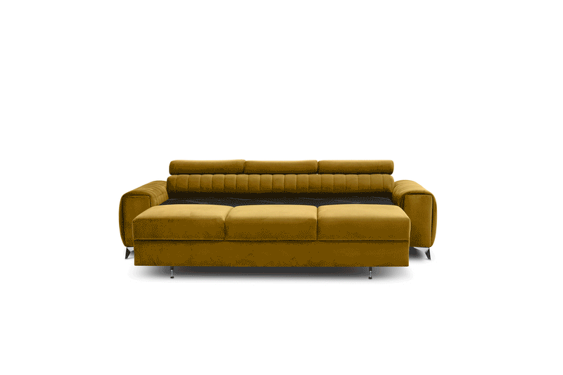 Laurence 3 Seater Velvet Sleeper Sofa - Mustard