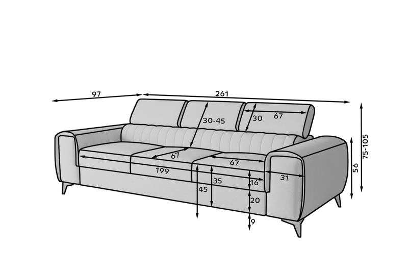 Laurence 3 Seater Velvet Sleeper Sofa - Beige