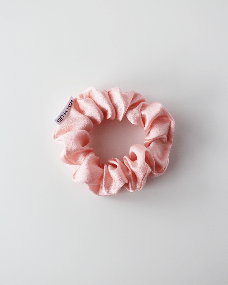 Siena Vida Petal Pink Silk Scrunchie - Home & Well 