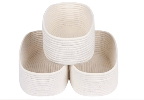 White Rope Storage Basket Set | 3 piece set