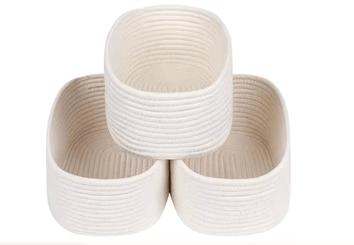 White Rope Storage Basket Set | 3 piece set - Home & Well