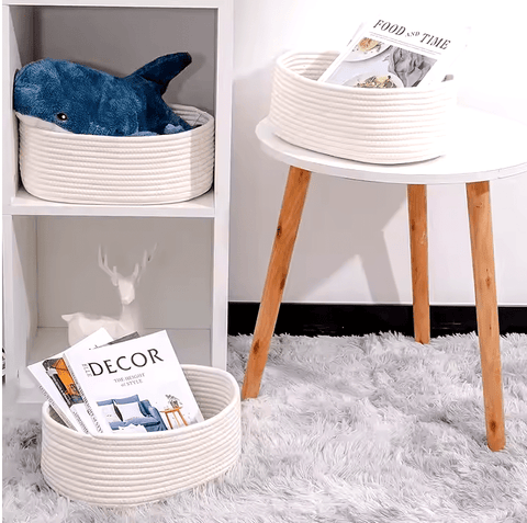 White Rope Storage Basket Set | 3 piece set