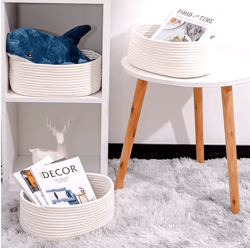 White Rope Storage Basket Set | 3 piece set - Home & Well
