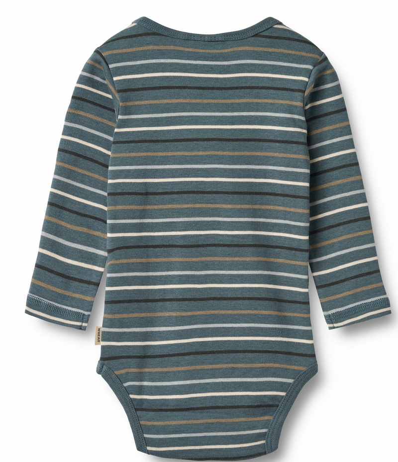 Long Sleeve Bodysuit Freddie | Blue Multi Stripe | Wheat Clothing