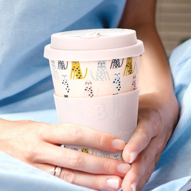 Eco-Friendly Reusable Bamboo Fiber Cup - Sustainable Travel Mug-  Feline Fine - INNER 6