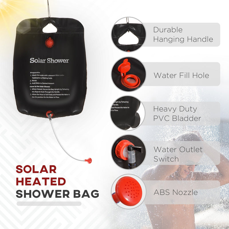 Outsunny Outdoor Portable Pop Up Shower Tent Changing Tent Privacy Enclosure with 2 Rooms, Shower Bag, Floor for Camping, Dark Grey