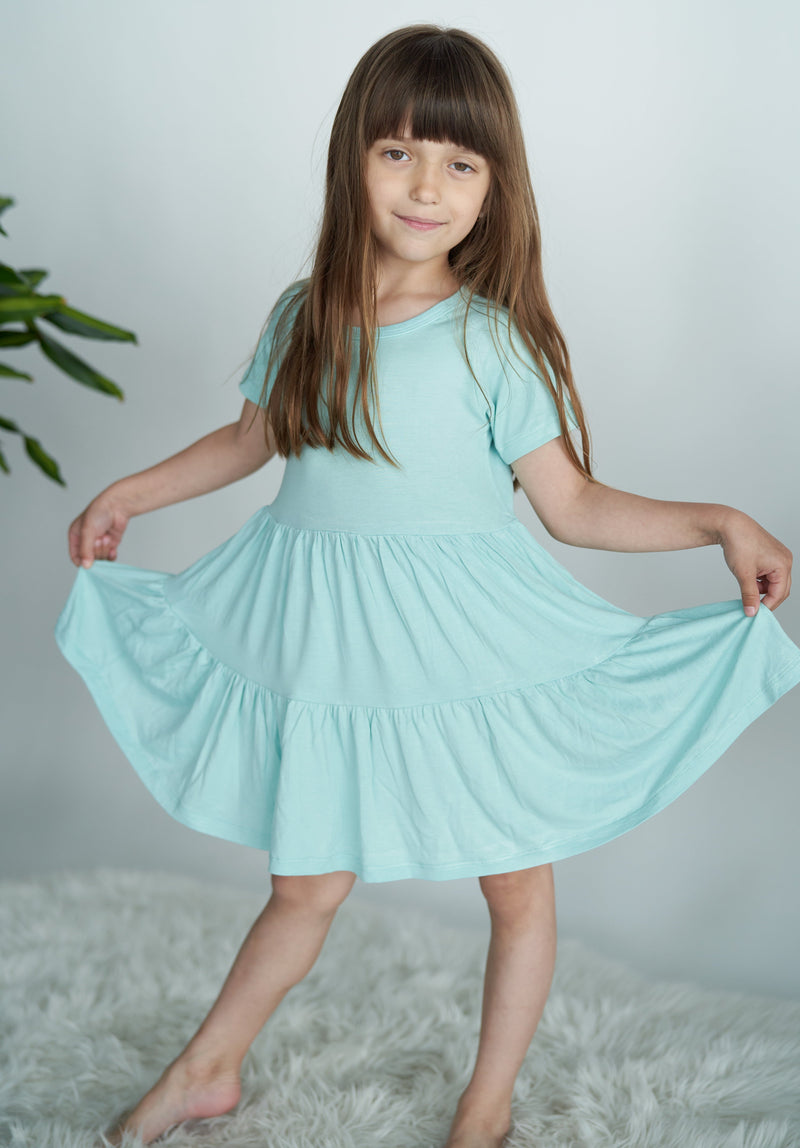 Bamboo Tiered Jersey Dress with Bloomer (Cotton Candy)