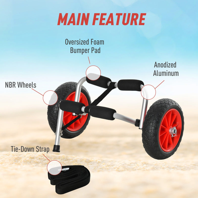Soozier Rolling Kayak Cart Kayak Cart Dolly Transporter for Cleaning, Storing, & Maintenance with Aluminum Frame & Folding Design