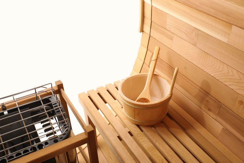 Blisspod | Prague | Canadian Red Cedar Outdoor Steam Barell Sauna, 2-4 / 4-6 persons with Full Glass Back & 2 front Porch seats