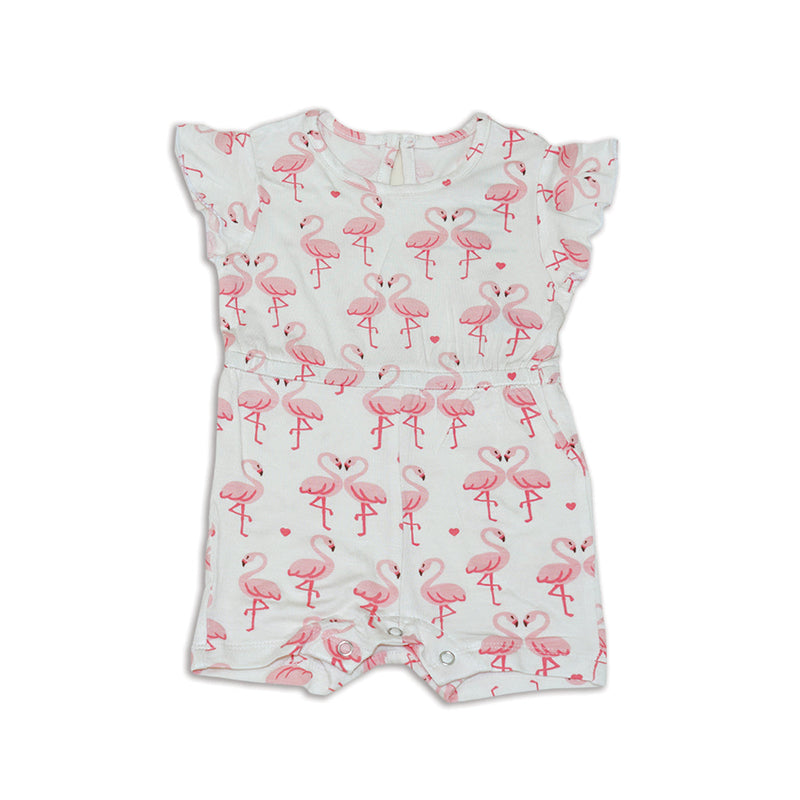 Bamboo Ruffle Sleeve Coverall (Flamingo Love Print)