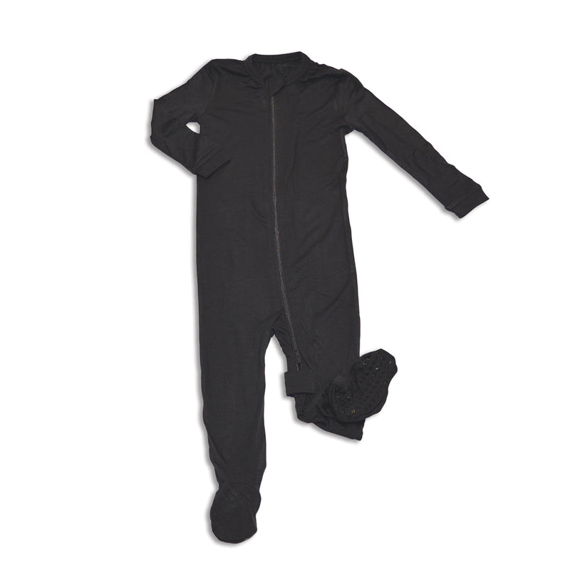 Bamboo Zip Up Footies (Asphalt)