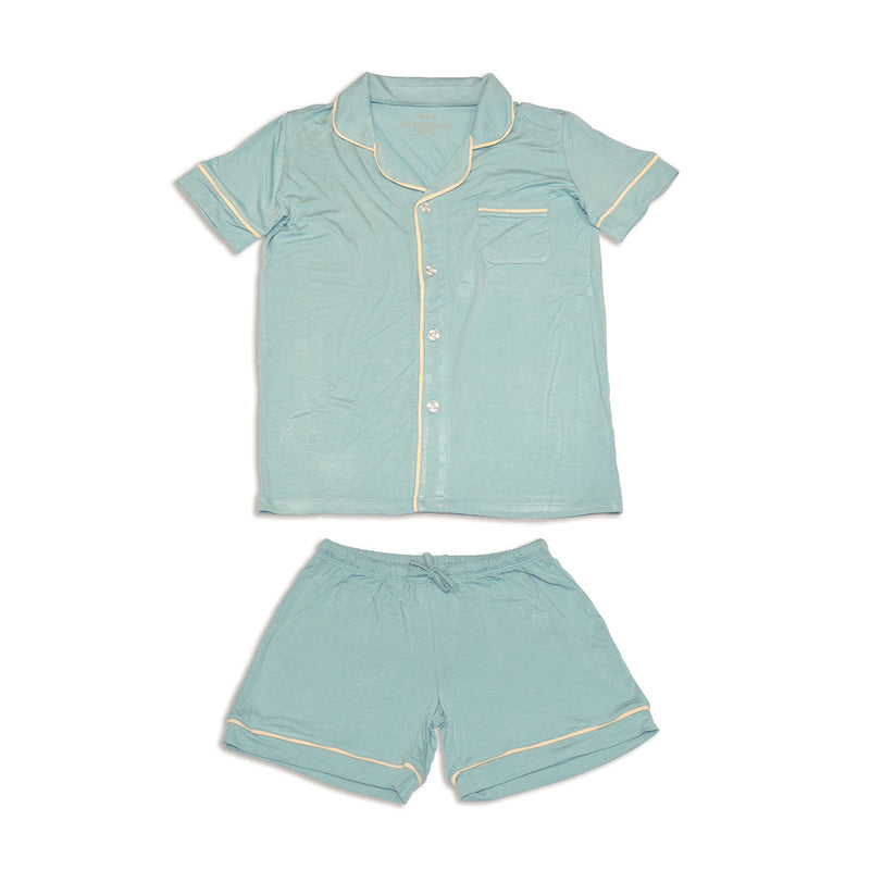Women's Bamboo Short Sleeve Collared PJ Set with Shorts (Lustre)