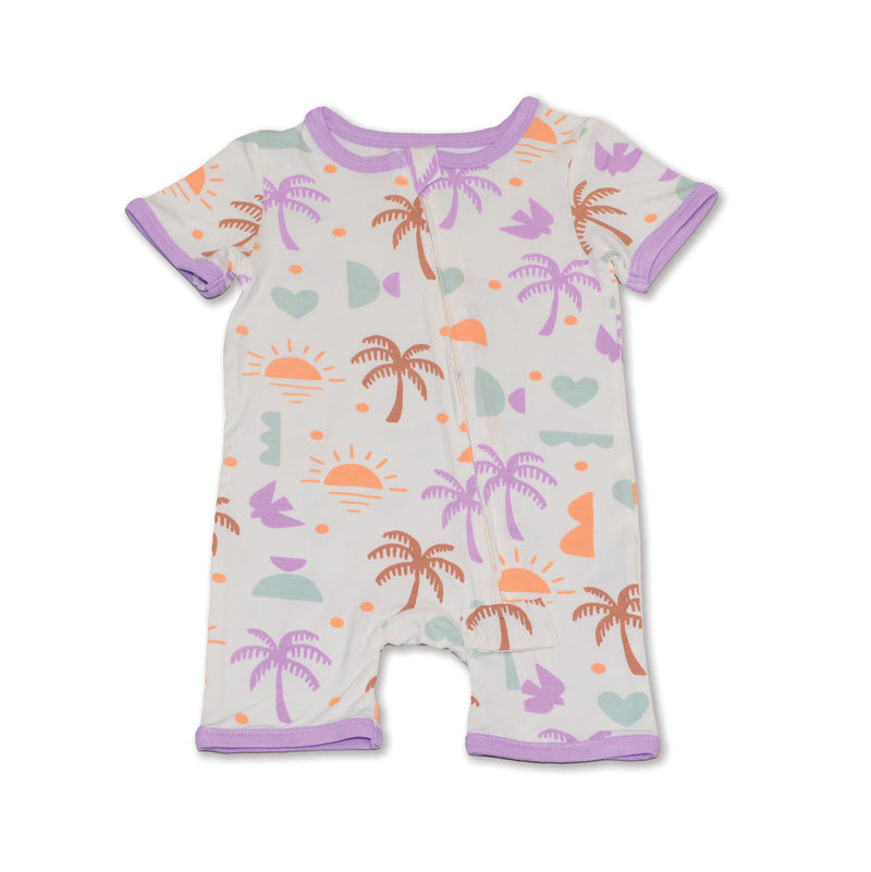 Bamboo Short Sleeve Zippy Romper (Boho Surf Print)