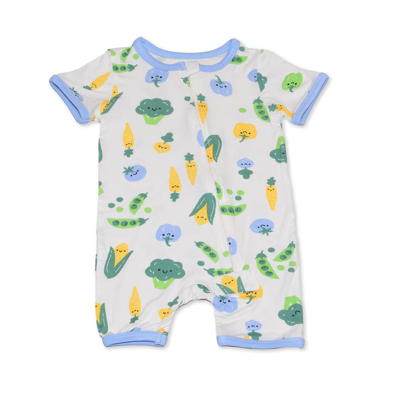 Bamboo Short Sleeve Zippy Romper (Farmers Market Print)