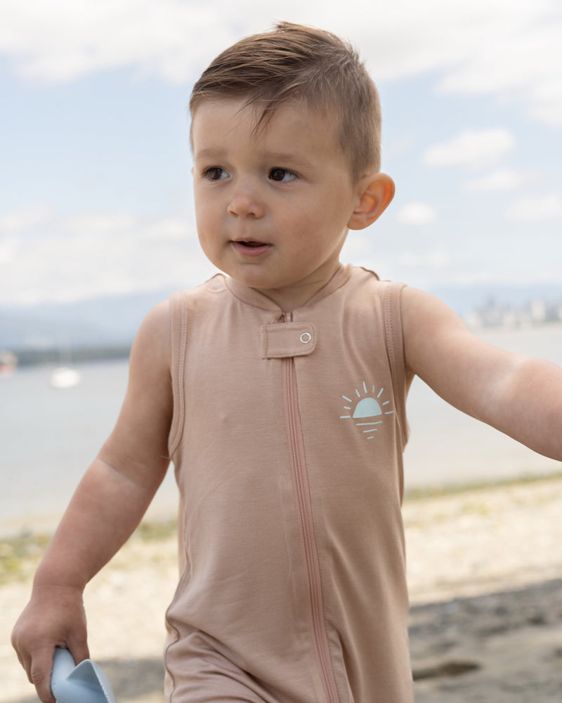 Bamboo Sleeveless Romper (Maple Sugar)