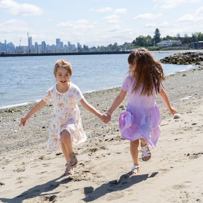 Bamboo Tiered Jersey Dress with Bloomer (Lavender Bloom)