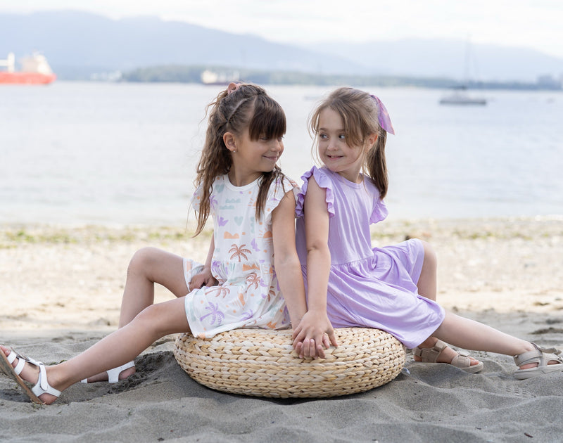 Bamboo Flutter Sleeve Dress with Bloomer (Boho Surf Print)