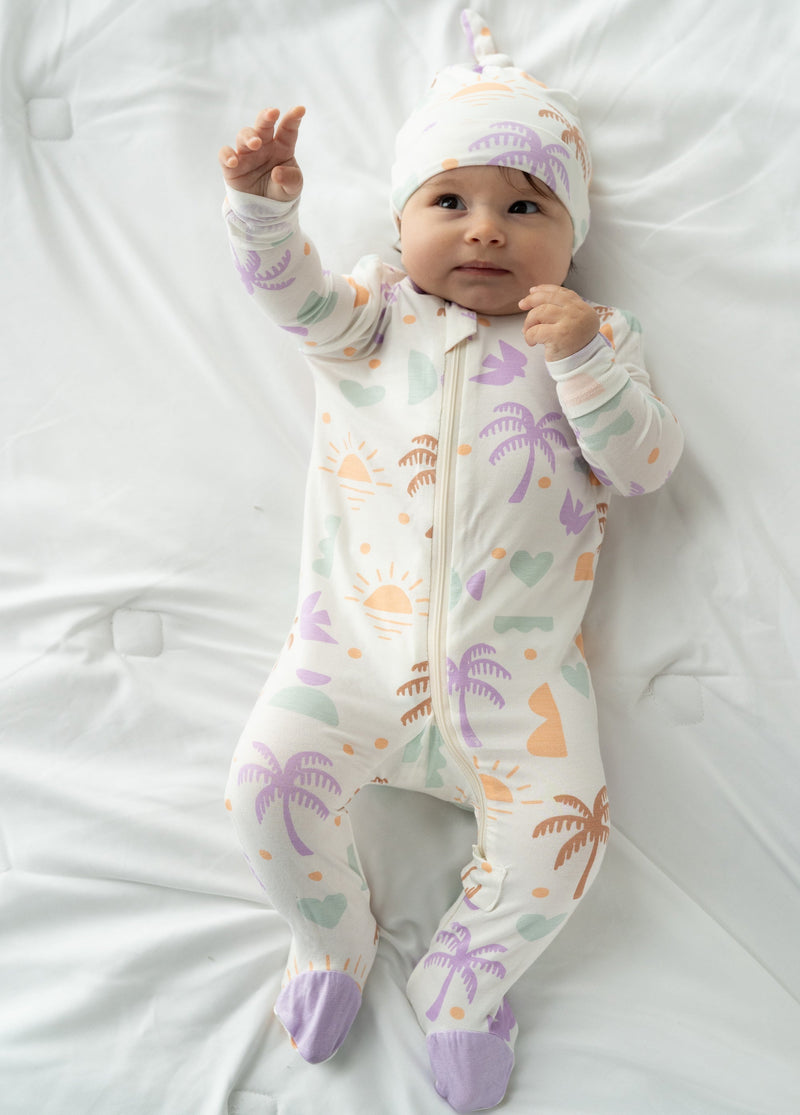 Bamboo Footies with Two Way Zipper (Boho Surf Print)