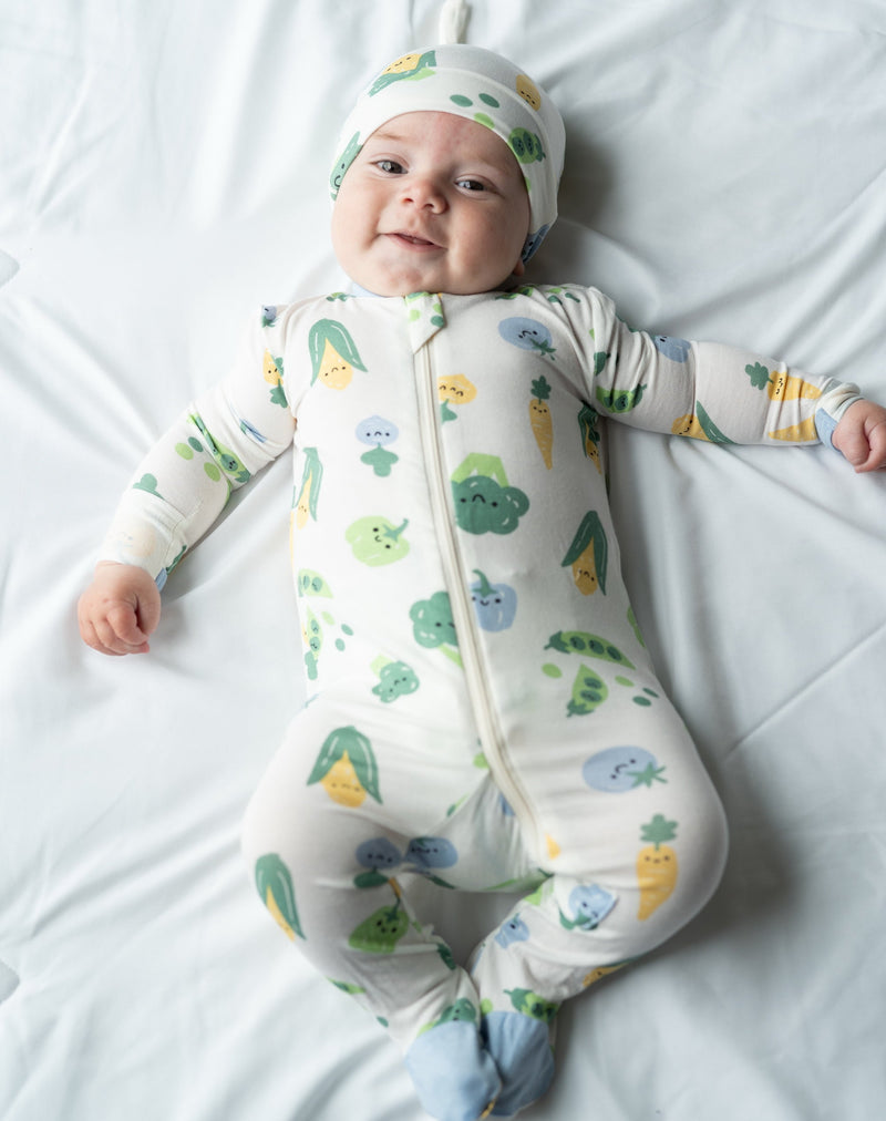 Bamboo Footies with Two Way Zipper (Farmers Market Print)