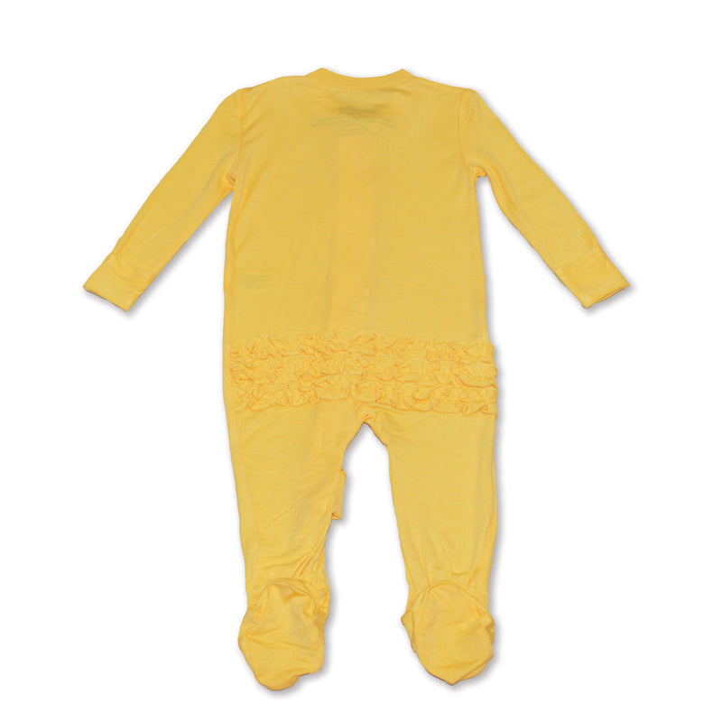 Bamboo Ruffle Footies with Two Way Zipper (Banana Cream)
