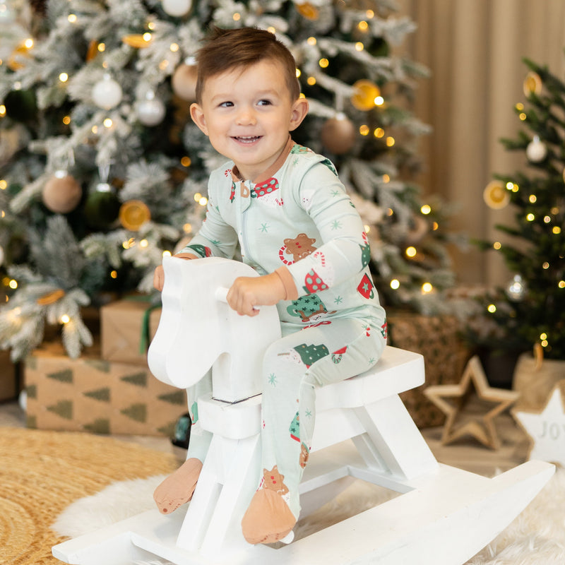 Bamboo Two Way Zipper Footies & Coloring Book (Festive Cocoa Print)