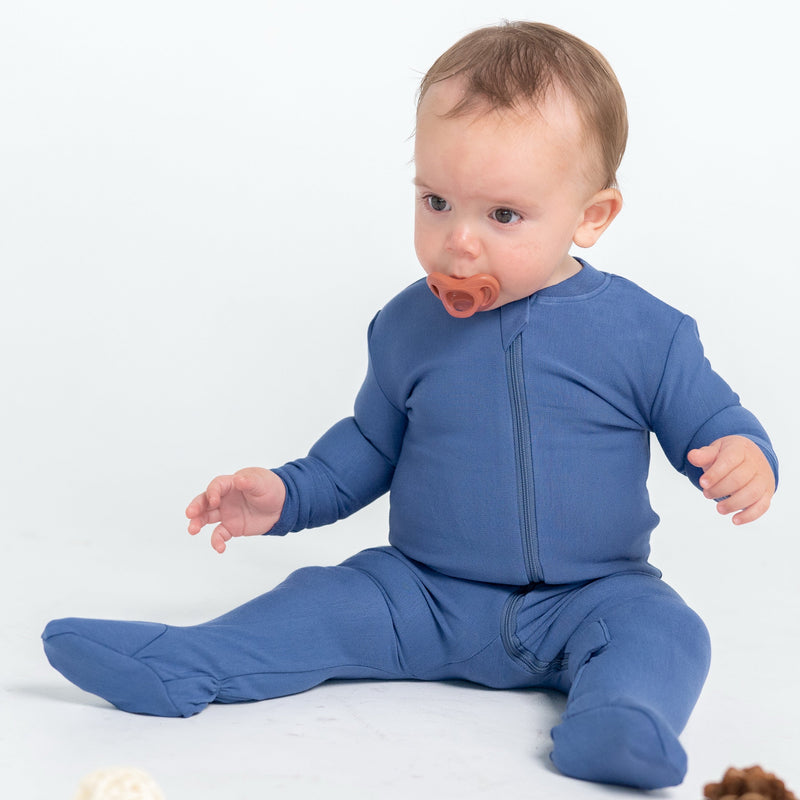 Bamboo Fleece Footie W/2 Way Zipper (Coastal)