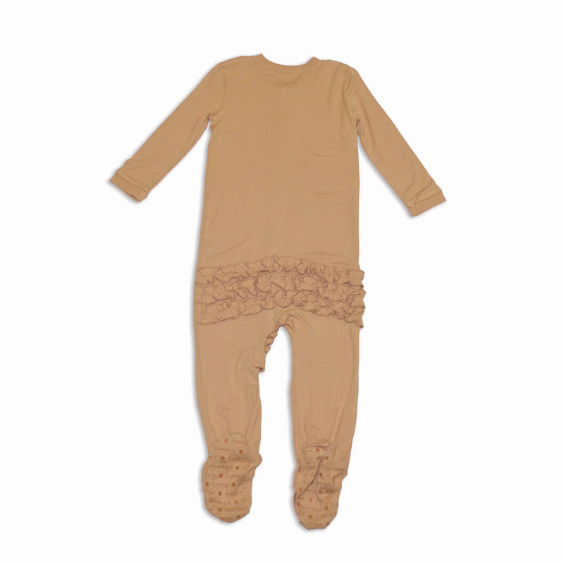 Bamboo Ruffle Footies with Two Way Zipper (Cookie)