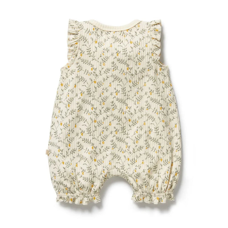 Lemon Leaf Organic Ruffle Zipsuit | Wilson + Frenchy