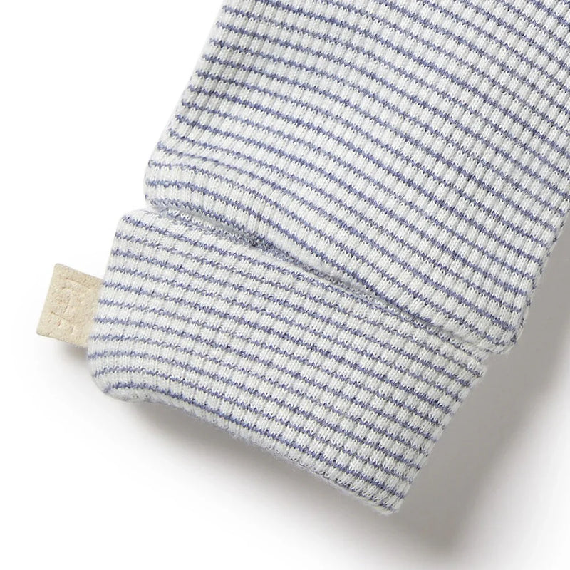 Organic Stripe Rib Mittens | Rain Drop | Wilson + Frenchy