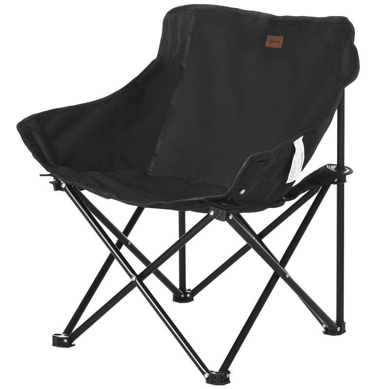 Outsunny Folding Camping Chair Lightweight Portable Chair for Outdoor Hiking Backpacking with Carry Bag Side Pocket Black