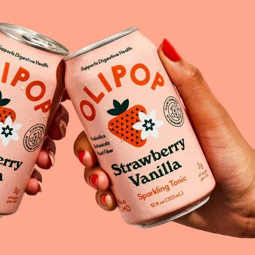 Olipop Strawberry Vanilla Sparkling Tonic 355 ml  - Home & Well 