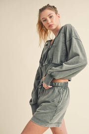KIMBERLY C - Mineral Wash Zip-Up Hoodie - Home & Well 