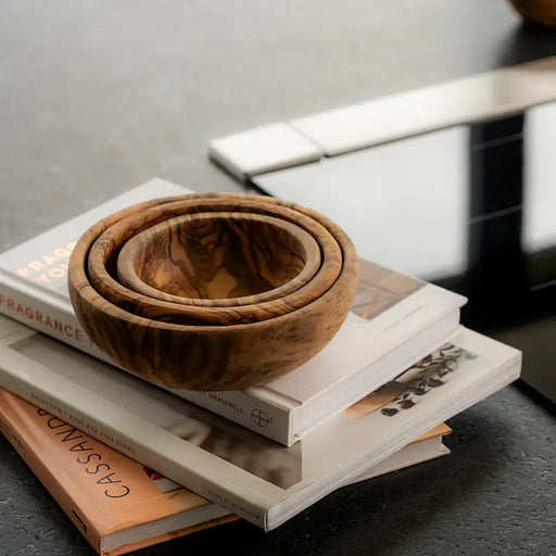 Natural Olive Wood Nesting Bowls - Set of 3 - Home & Well 