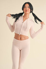 KIMBERLY C - Slim Fit Zip Up Knit Sweater Hoodie - Home & Well 