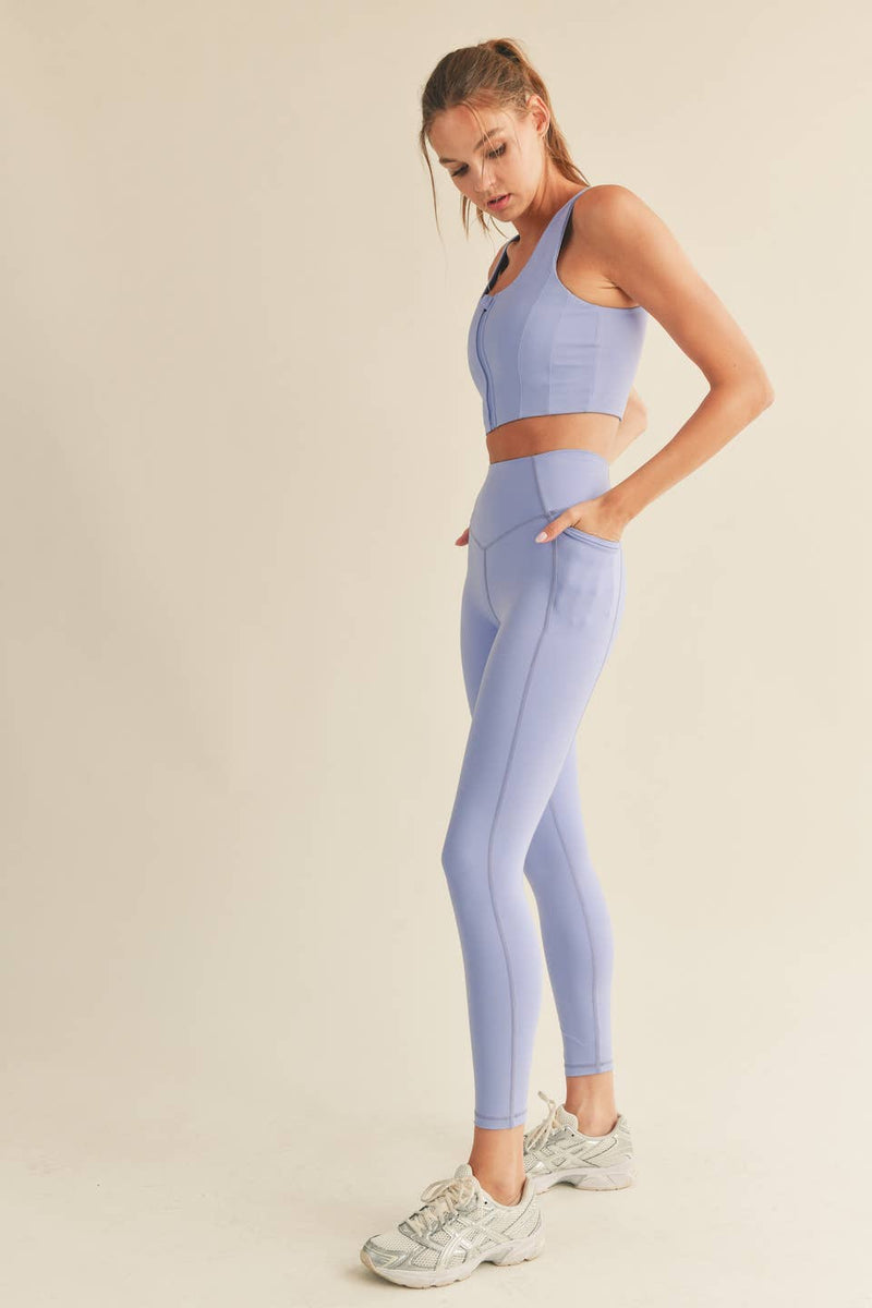 KIMBERLY C - Lavender-Blue Power Sculpt Sports Bra & Legging Set - Home & Well 