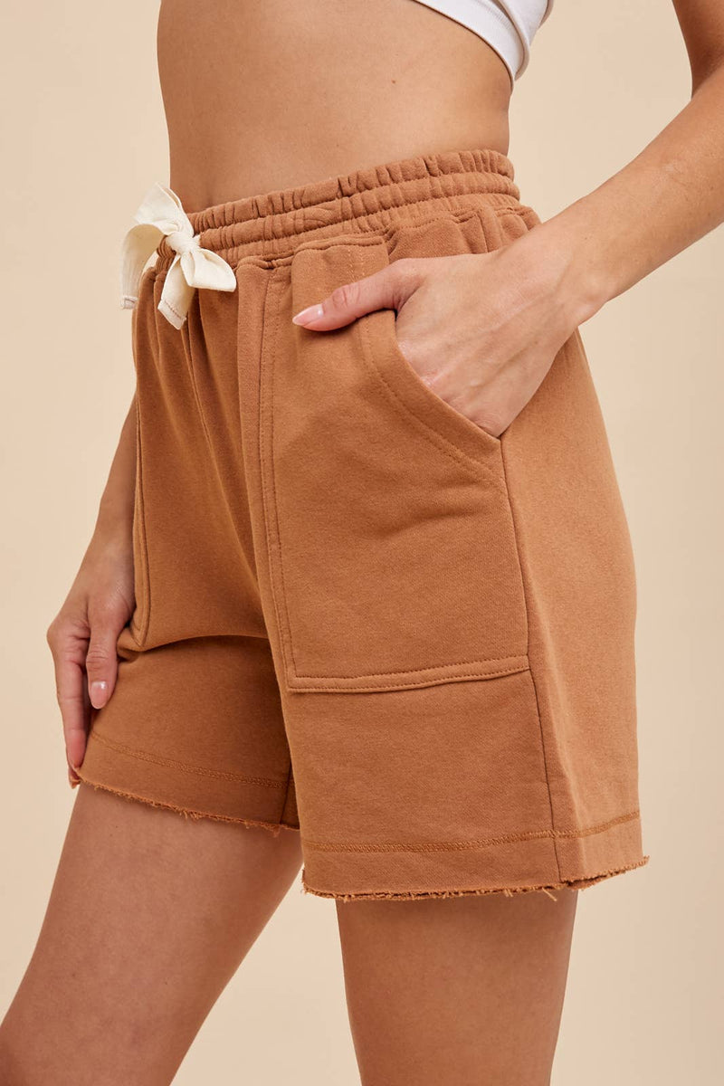 In Loom - GARMENT WASHED COTTON FRENCH TERRY SHORTS - Home & Well